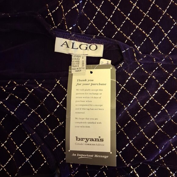 Vintage NWT ALGO Women’s Purple Silver Elegant Maxi Dress Size 8 - Picture 9 of 10